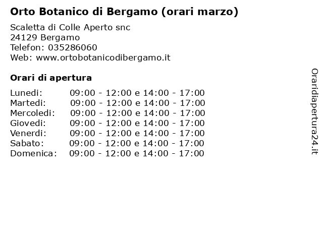 Orto Botanico di Bergamo (orari marzo) a Bergamo: indirizzo e orari di apertura