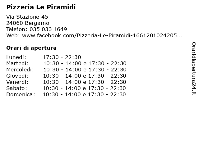 Pizzeria Le Piramidi a Bergamo: indirizzo e orari di apertura