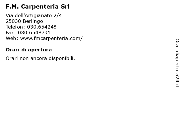 F.M. Carpenteria Srl a Berlingo: indirizzo e orari di apertura