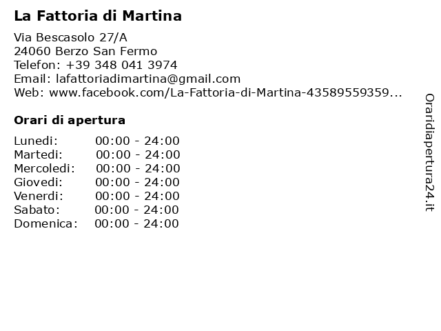 La Fattoria di Martina a Berzo San Fermo: indirizzo e orari di apertura