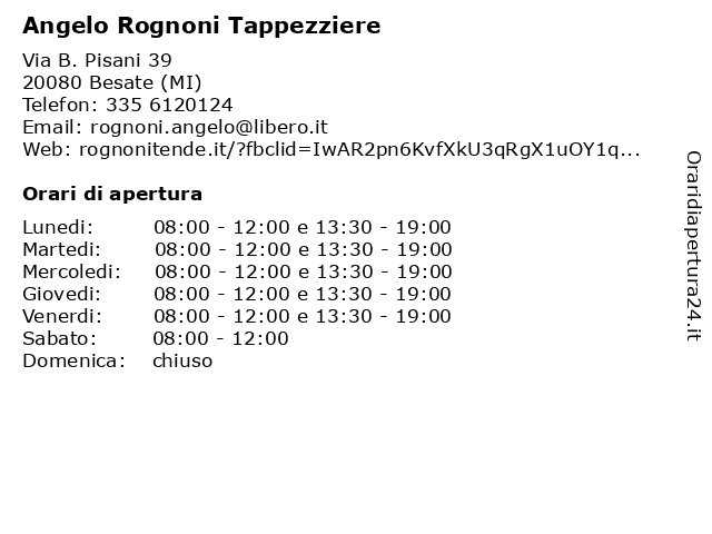Angelo Rognoni Tappezziere a Besate (MI): indirizzo e orari di apertura