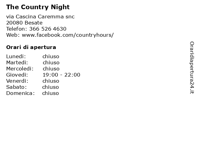 The Country Night a Besate: indirizzo e orari di apertura