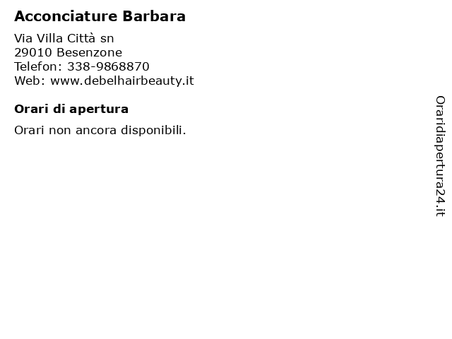 ᐅ Orari Acconciature Barbara Via Villa Citta Sn Besenzone