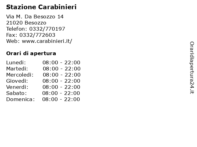 Stazione Carabinieri a Besozzo: indirizzo e orari di apertura
