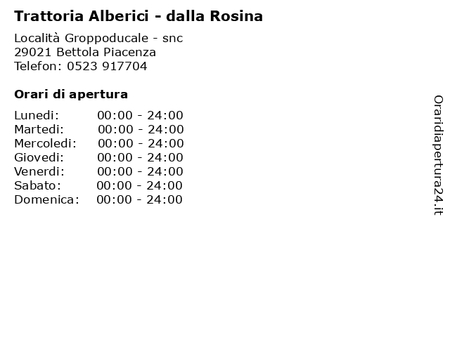 Trattoria Alberici - dalla Rosina a Bettola Piacenza: indirizzo e orari di apertura