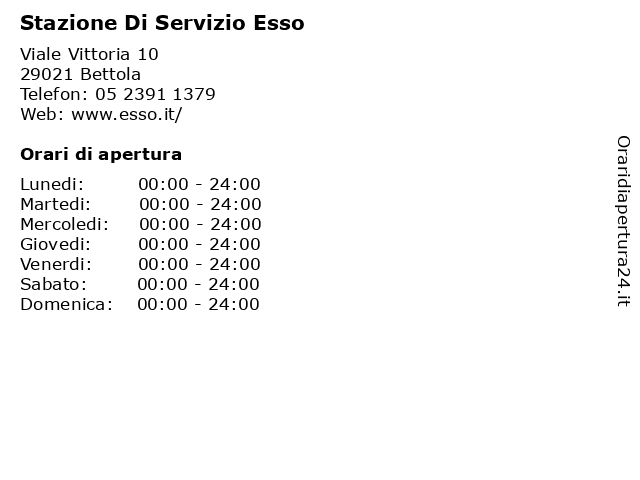 Stazione Di Servizio Esso a Bettola: indirizzo e orari di apertura