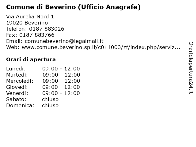 Comune di Beverino (Ufficio Anagrafe) a Beverino: indirizzo e orari di apertura