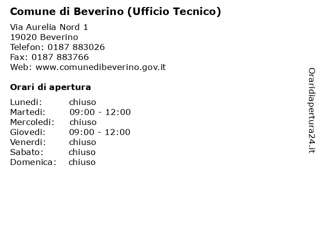 Comune di Beverino (Ufficio Tecnico) a Beverino: indirizzo e orari di apertura