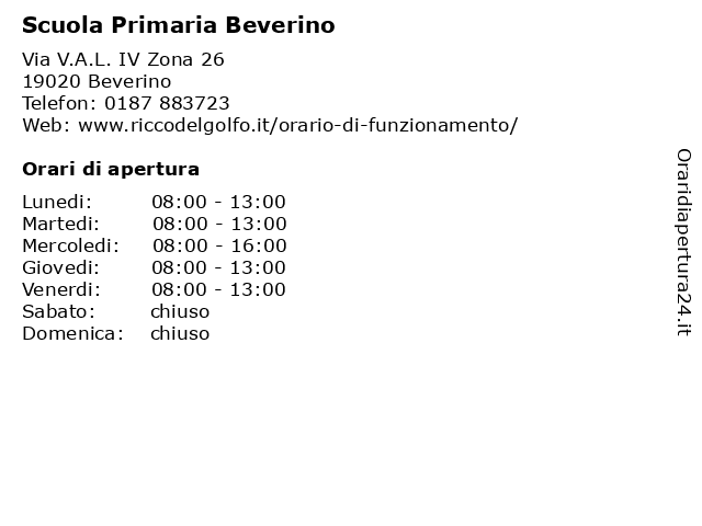 Scuola Primaria Beverino a Beverino: indirizzo e orari di apertura