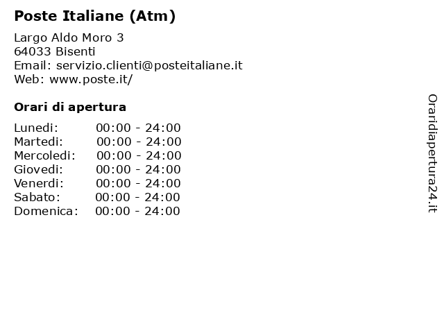 Poste Italiane (Atm) a Bisenti: indirizzo e orari di apertura