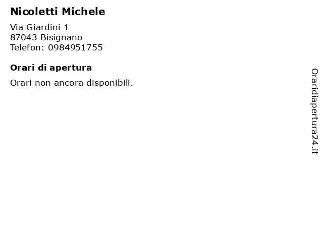 Nicoletti Michele a Bisignano: indirizzo e orari di apertura