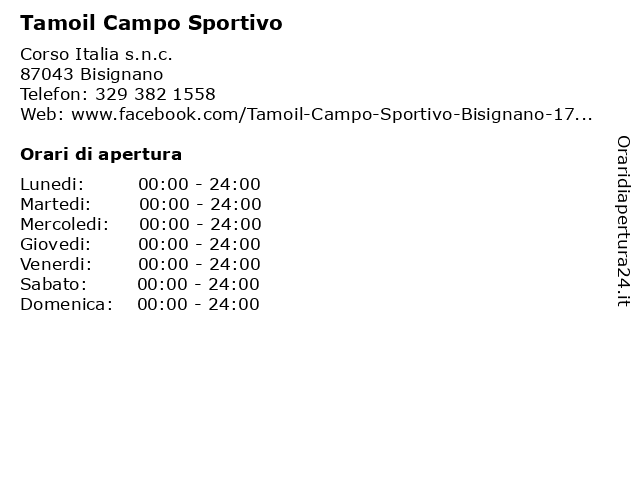 Tamoil Campo Sportivo a Bisignano: indirizzo e orari di apertura