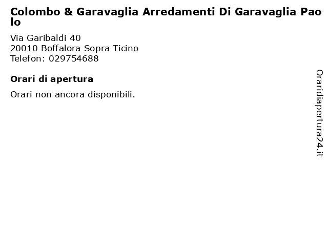Colombo & Garavaglia Arredamenti Di Garavaglia Paolo a Boffalora Sopra Ticino: indirizzo e orari di apertura