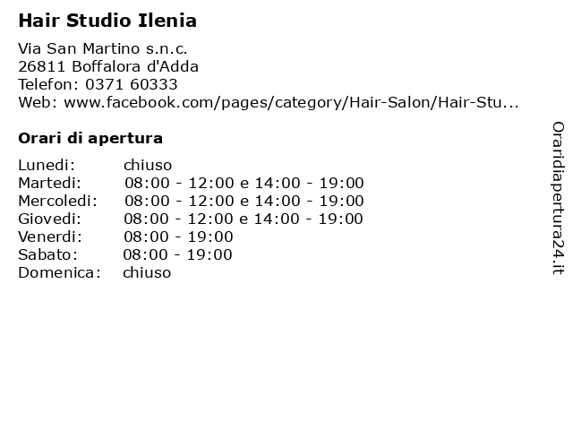 Hair Studio Ilenia a Boffalora d'Adda: indirizzo e orari di apertura