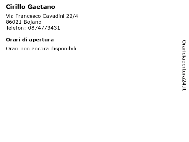 Cirillo Gaetano a Bojano: indirizzo e orari di apertura