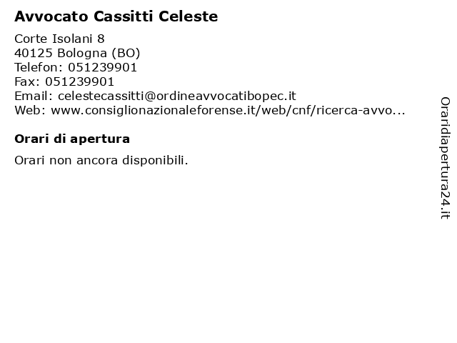 ᐅ Orari Avvocato Cassitti Celeste Corte Isolani 8 Bologna Bo