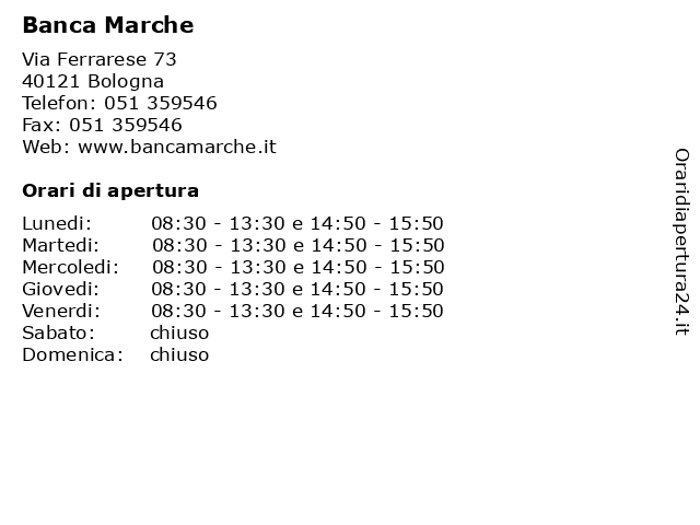 á… Orari Di Apertura Banca Marche Via Ferrarese