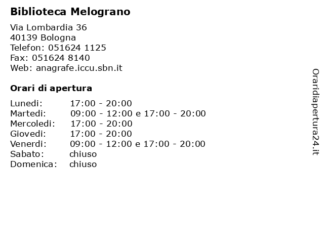 Biblioteca Melograno a Bologna: indirizzo e orari di apertura