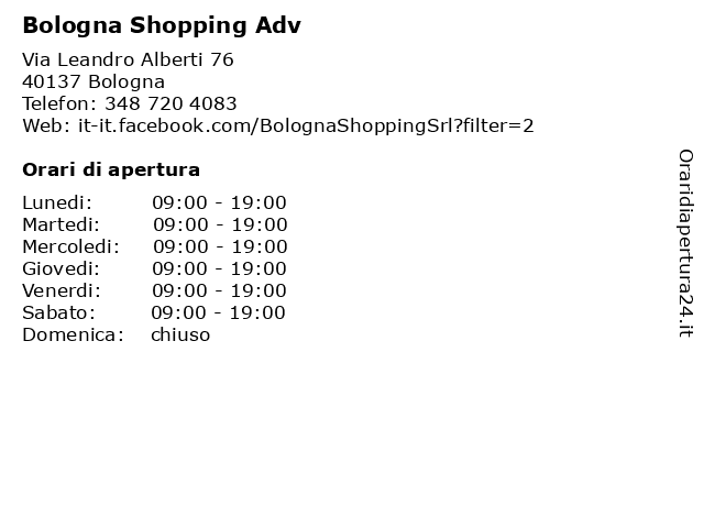 Bologna Shopping Adv a Bologna: indirizzo e orari di apertura