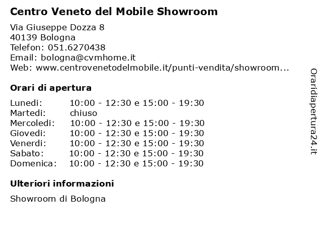 Centro Veneto del Mobile Showroom a Bologna: indirizzo e orari di apertura