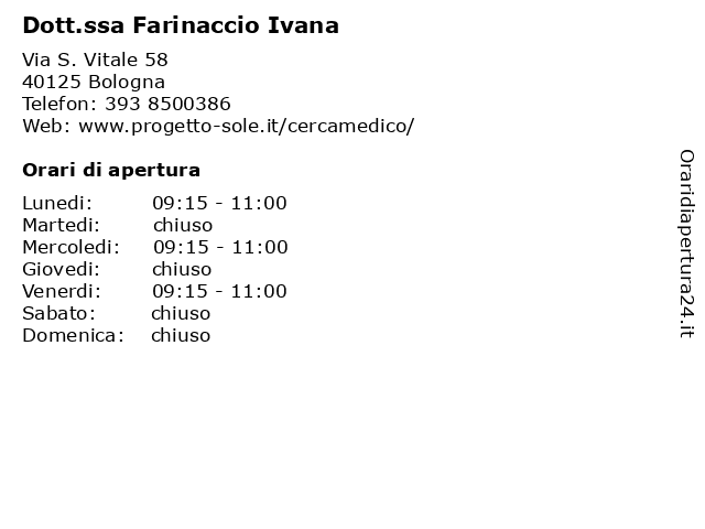 Dott.ssa Farinaccio Ivana a Bologna: indirizzo e orari di apertura
