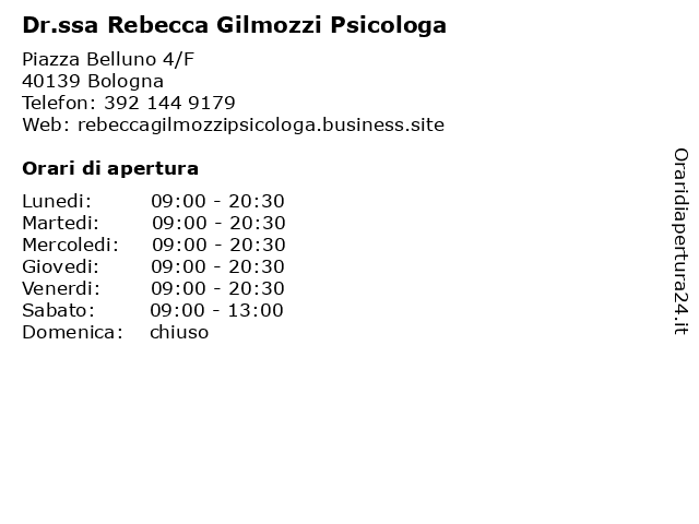 Dr.ssa Rebecca Gilmozzi Psicologa a Bologna: indirizzo e orari di apertura