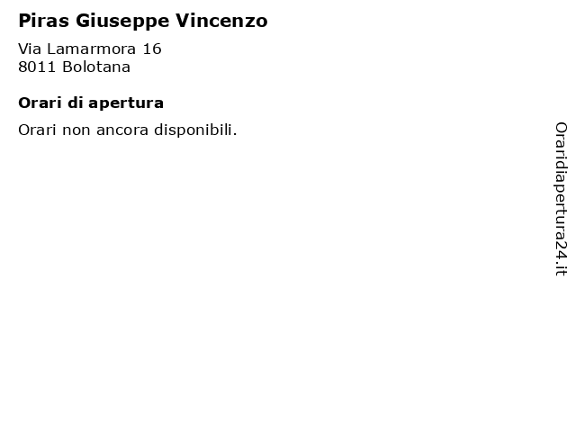 Piras Giuseppe Vincenzo a Bolotana: indirizzo e orari di apertura