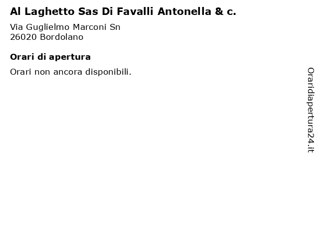 Al Laghetto Sas Di Favalli Antonella & c. a Bordolano: indirizzo e orari di apertura