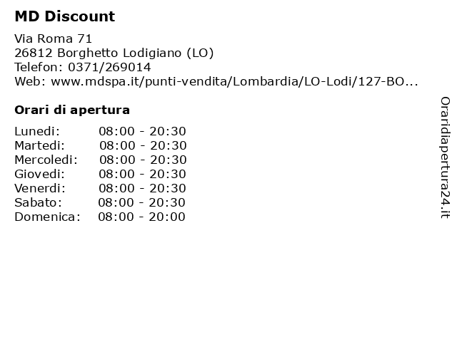 MD Discount a Borghetto Lodigiano (LO): indirizzo e orari di apertura