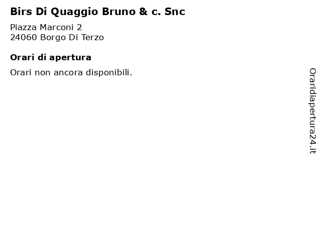 Birs Di Quaggio Bruno & c. Snc a Borgo Di Terzo: indirizzo e orari di apertura