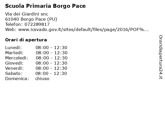 Scuola Primaria Borgo Pace a Borgo Pace (PU): indirizzo e orari di apertura
