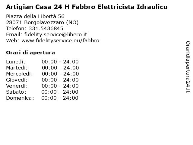 Artigian Casa 24 H Fabbro Elettricista Idraulico a Borgolavezzaro (NO): indirizzo e orari di apertura