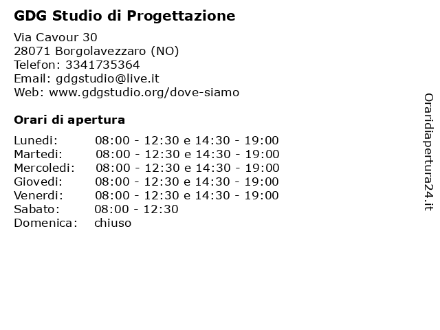 GDG Studio di Progettazione a Borgolavezzaro (NO): indirizzo e orari di apertura