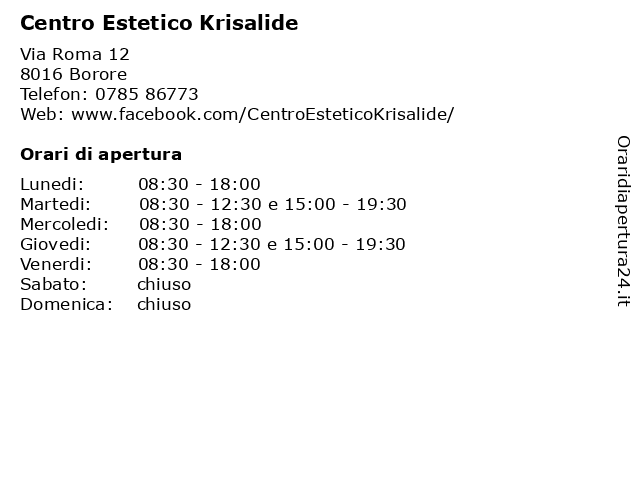 Centro Estetico Krisalide a Borore: indirizzo e orari di apertura