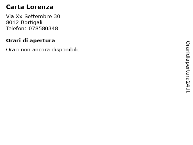 Carta Lorenza a Bortigali: indirizzo e orari di apertura