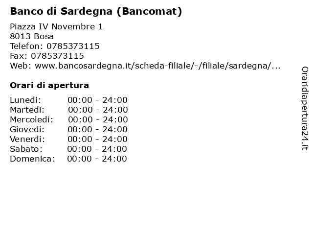 á… Orari Di Apertura Banco Di Sardegna Spa Piazza Iv Novembre
