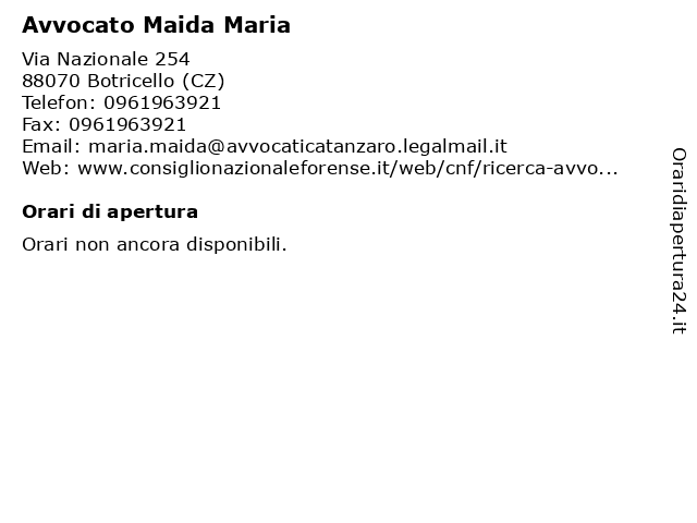 Avvocato Maida Maria a Botricello (CZ): indirizzo e orari di apertura