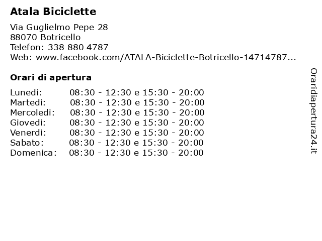 Atala Biciclette a Botricello: indirizzo e orari di apertura