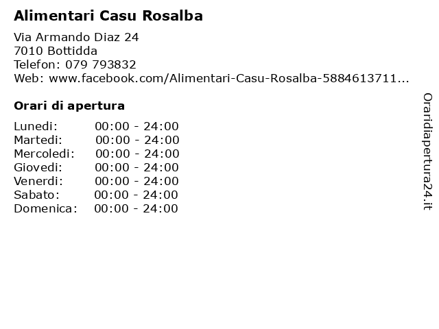 Alimentari Casu Rosalba a Bottidda: indirizzo e orari di apertura