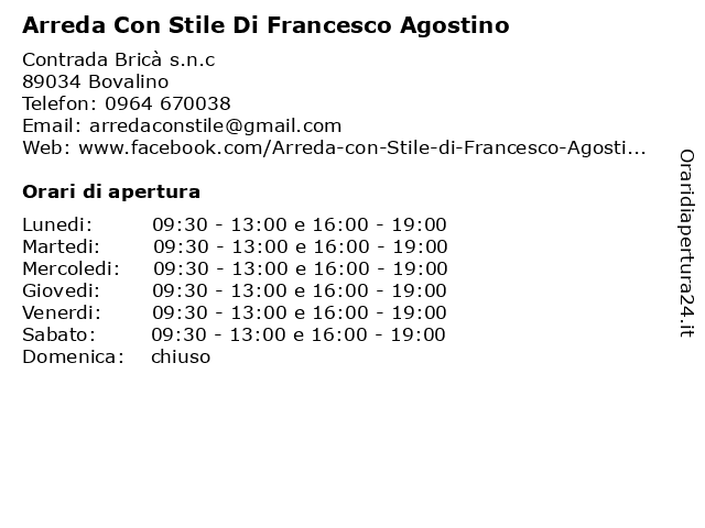 Arreda Con Stile Di Francesco Agostino a Bovalino: indirizzo e orari di apertura