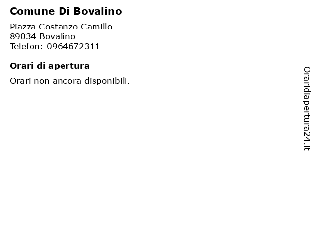 Comune Di Bovalino a Bovalino: indirizzo e orari di apertura