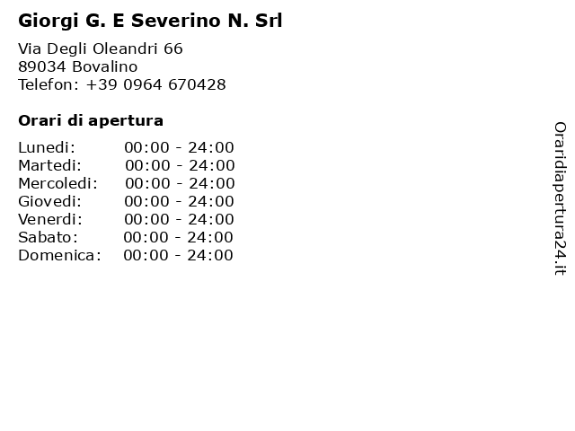 Giorgi G. E Severino N. Srl a Bovalino: indirizzo e orari di apertura