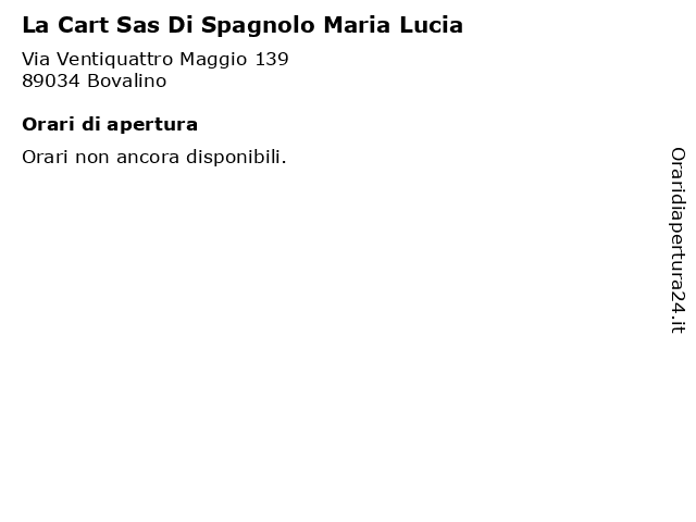 La Cart Sas Di Spagnolo Maria Lucia a Bovalino: indirizzo e orari di apertura