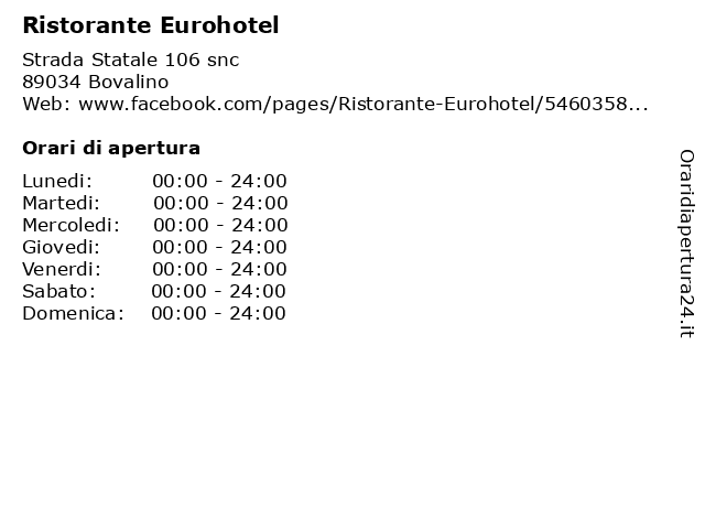 Ristorante Eurohotel a Bovalino: indirizzo e orari di apertura