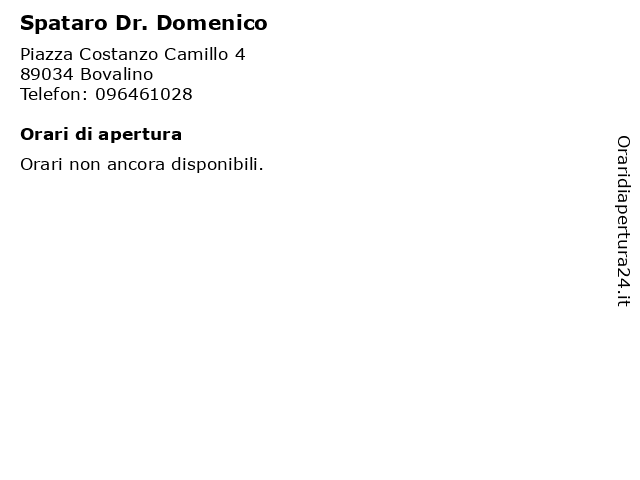 Spataro Dr. Domenico a Bovalino: indirizzo e orari di apertura