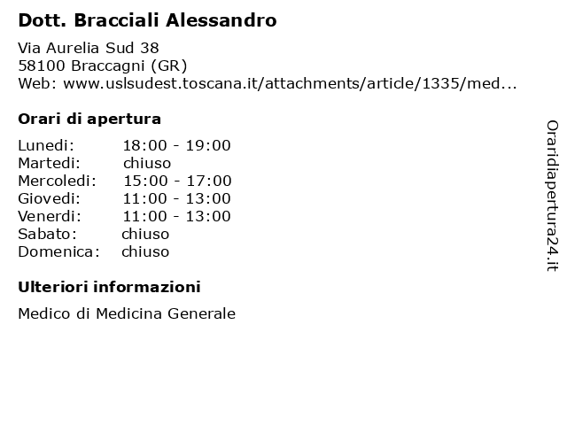 Dott. Bracciali Alessandro a Braccagni (GR): indirizzo e orari di apertura