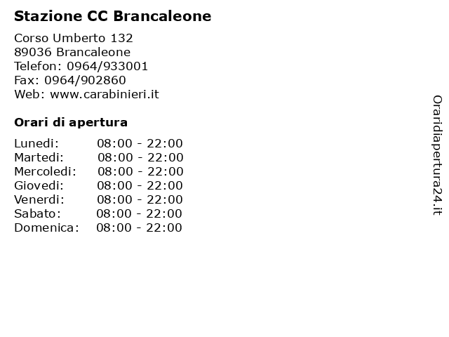 Stazione CC Brancaleone a Brancaleone: indirizzo e orari di apertura