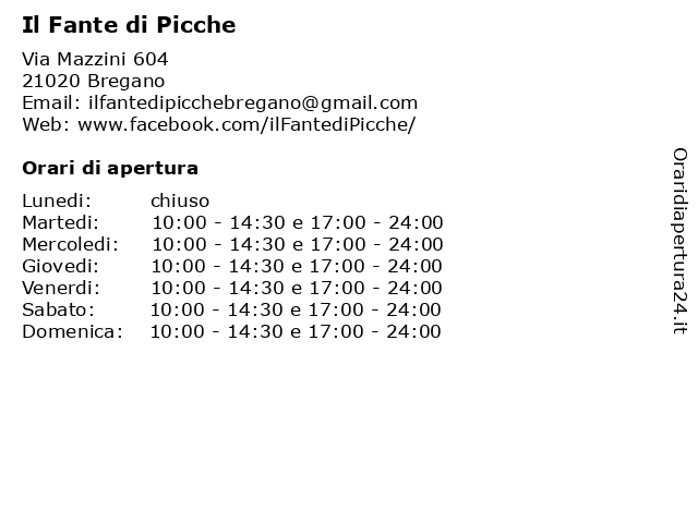 Il Fante di Picche a Bregano: indirizzo e orari di apertura