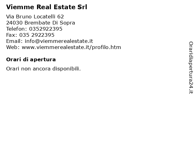Viemme Real Estate Srl a Brembate Di Sopra: indirizzo e orari di apertura