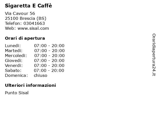Sigaretta E Caffè a Brescia (BS): indirizzo e orari di apertura